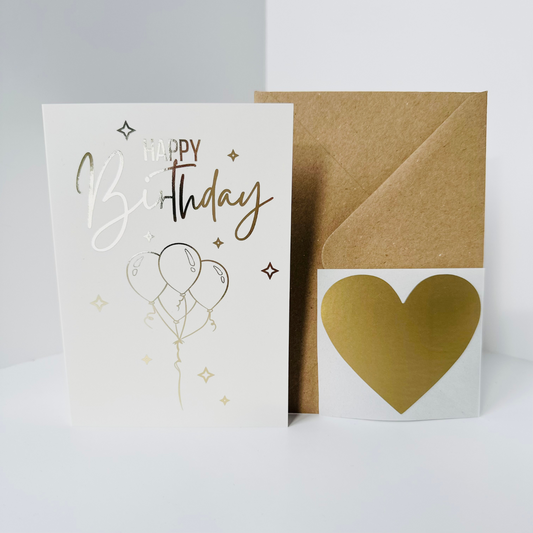 Birthday Gold Foiled DIY Scratch Reveal Card - Gold Balloons